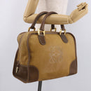 LOEWE Amazona 32 Hand Bag Leather Brown Gold Auth 184369-19
