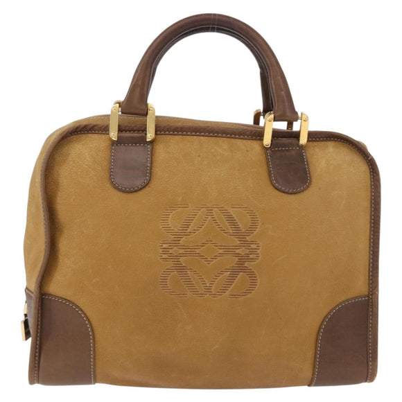 LOEWE Amazona 32 Hand Bag Leather Brown Gold Auth 184369