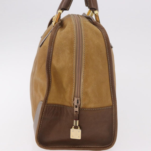 LOEWE Amazona 32 Hand Bag Leather Brown Gold Auth 184369