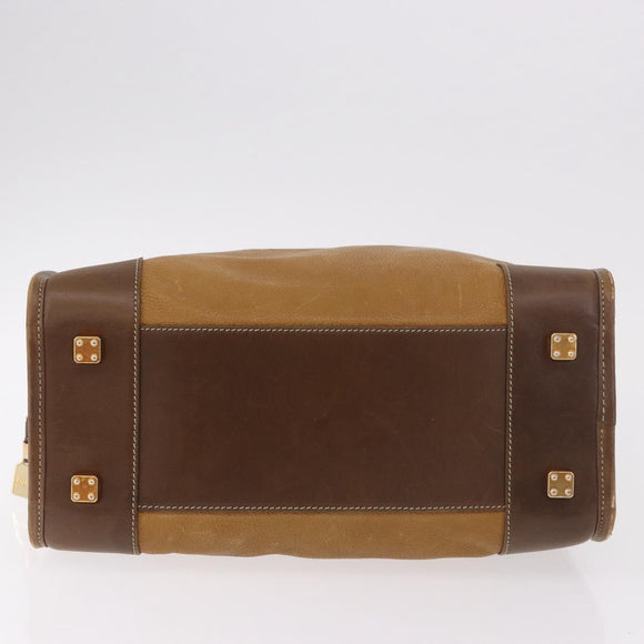LOEWE Amazona 32 Hand Bag Leather Brown Gold Auth 184369
