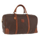 CELINE Macadam Canvas Boston Bag PVC Leather Brown Gold Auth 184375-1