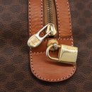 CELINE Macadam Canvas Boston Bag PVC Leather Brown Gold Auth 184375-14