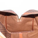 CELINE Macadam Canvas Boston Bag PVC Leather Brown Gold Auth 184375-18