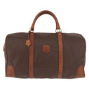 CELINE Macadam Canvas Boston Bag PVC Leather Brown Gold Auth 184375-2