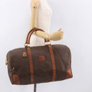 CELINE Macadam Canvas Boston Bag PVC Leather Brown Gold Auth 184375-24