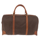 CELINE Macadam Canvas Boston Bag PVC Leather Brown Gold Auth 184375-3