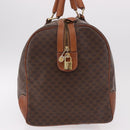 CELINE Macadam Canvas Boston Bag PVC Leather Brown Gold Auth 184375-5