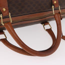 CELINE Macadam Canvas Boston Bag PVC Leather Brown Gold Auth 184375-7