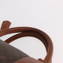 CELINE Macadam Canvas Boston Bag PVC Leather Brown Gold Auth 184375-8