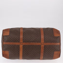 CELINE Macadam Canvas Boston Bag PVC Leather Brown Gold Auth 184375-9