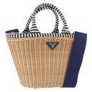 PRADA Hand Bag Rattan Beige Gold Auth 184379SAM-1