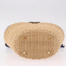 PRADA Hand Bag Rattan Beige Gold Auth 184379SAM-5
