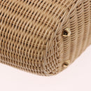 PRADA Hand Bag Rattan Beige Gold Auth 184379SAM-17