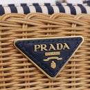 PRADA Hand Bag Rattan Beige Gold Auth 184379SAM-19