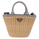 PRADA Hand Bag Rattan Beige Gold Auth 184379SAM-13