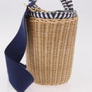 PRADA Hand Bag Rattan Beige Gold Auth 184379SAM-3