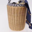 PRADA Hand Bag Rattan Beige Gold Auth 184379SAM-4