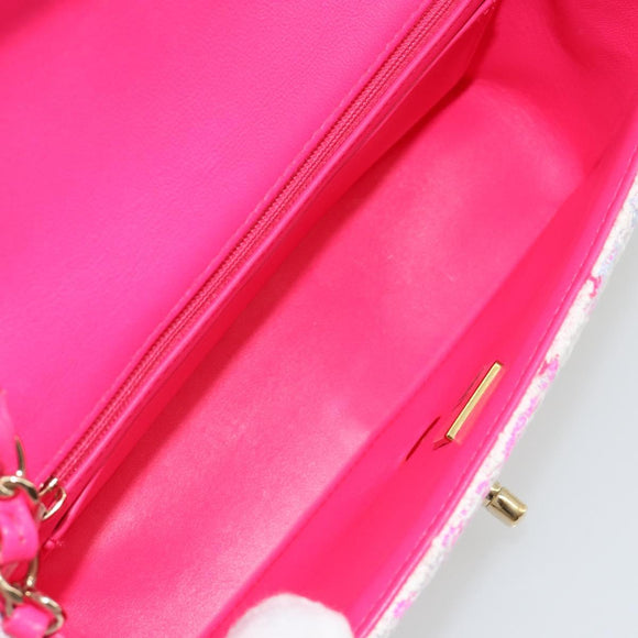CHANEL Mini Matelasse 20 Shoulder Bag Tweed Multicolor Gold CC Auth 184380SAM