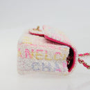 CHANEL Mini Matelasse 20 Shoulder Bag Tweed Multicolor Gold CC Auth 184380SAM-3