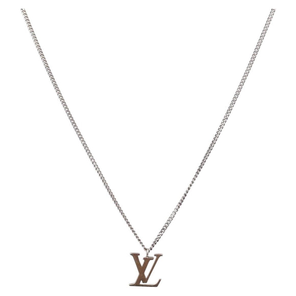 LOUIS VUITTON LV Initials Necklace 18K Gold(750) White Gold Auth 184383SAV