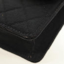 CHANEL Matelasse Chain Shoulder Pouch Canvas Black Gold CC Auth 184384V-11