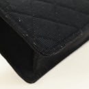 CHANEL Matelasse Chain Shoulder Pouch Canvas Black Gold CC Auth 184384V-12