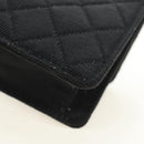 CHANEL Matelasse Chain Shoulder Pouch Canvas Black Gold CC Auth 184384V-13