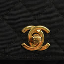 CHANEL Matelasse Chain Shoulder Pouch Canvas Black Gold CC Auth 184384V-14