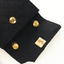 CHANEL Matelasse Chain Shoulder Pouch Canvas Black Gold CC Auth 184384V-15