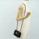 CHANEL Matelasse Chain Shoulder Pouch Canvas Black Gold CC Auth 184384V-24