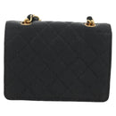 CHANEL Matelasse Chain Shoulder Pouch Canvas Black Gold CC Auth 184384V-3