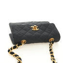 CHANEL Matelasse Chain Shoulder Pouch Canvas Black Gold CC Auth 184384V-6