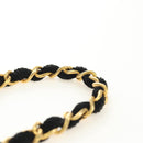 CHANEL Matelasse Chain Shoulder Pouch Canvas Black Gold CC Auth 184384V-8