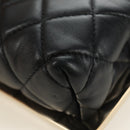 CHANEL Chain Shoulder Pouch Evening Bag Lamb Skin Black Gold CC Auth 184385SV-12