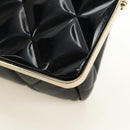 CHANEL Chain Shoulder Pouch Evening Bag Lamb Skin Black Gold CC Auth 184385SV-14