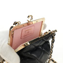CHANEL Chain Shoulder Pouch Evening Bag Lamb Skin Black Gold CC Auth 184385SV-17