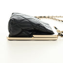 CHANEL Chain Shoulder Pouch Evening Bag Lamb Skin Black Gold CC Auth 184385SV-5