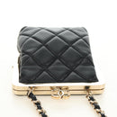 CHANEL Chain Shoulder Pouch Evening Bag Lamb Skin Black Gold CC Auth 184385SV-6