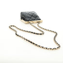 CHANEL Chain Shoulder Pouch Evening Bag Lamb Skin Black Gold CC Auth 184385SV-7