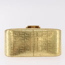 FENDI Zucchino Canvas Mamma Baguette Shoulder Bag Leather Gold Auth 184388M-6