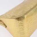 FENDI Zucchino Canvas Mamma Baguette Shoulder Bag Leather Gold Auth 184388M-16