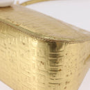 FENDI Zucchino Canvas Mamma Baguette Shoulder Bag Leather Gold Auth 184388M-17