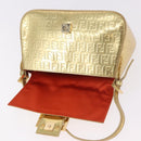 FENDI Zucchino Canvas Mamma Baguette Shoulder Bag Leather Gold Auth 184388M-21