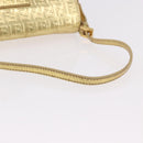 FENDI Zucchino Canvas Mamma Baguette Shoulder Bag Leather Gold Auth 184388M-8