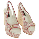 LOUIS VUITTON Monogram Mini Anemone Wedge Sandals Red Rouge LV Auth 184389M-1