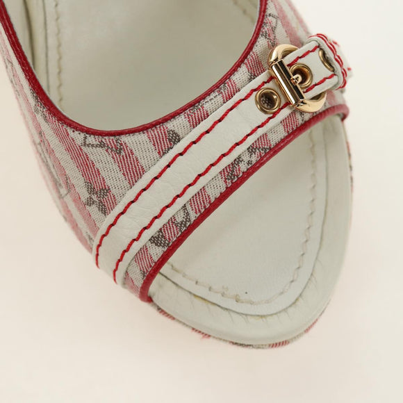 LOUIS VUITTON Monogram Mini Anemone Wedge Sandals Red Rouge LV Auth 184389M