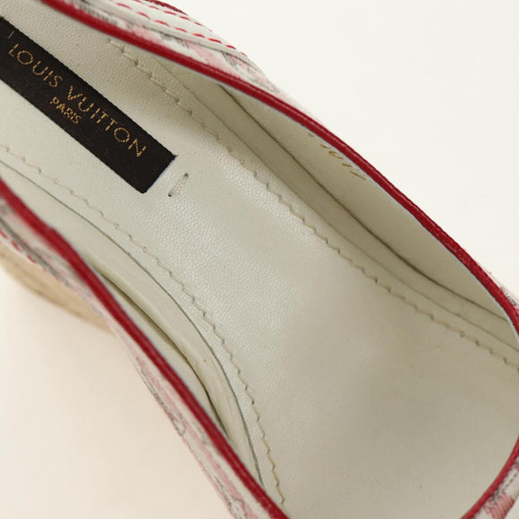 LOUIS VUITTON Monogram Mini Anemone Wedge Sandals Red Rouge LV Auth 184389M