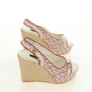 LOUIS VUITTON Monogram Mini Anemone Wedge Sandals Red Rouge LV Auth 184389M-3