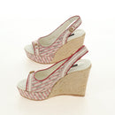 LOUIS VUITTON Monogram Mini Anemone Wedge Sandals Red Rouge LV Auth 184389M-4
