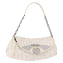 Christian Dior Trotter Canvas Romantic Chain Bag PVC White Silver Auth 184394SAM-1